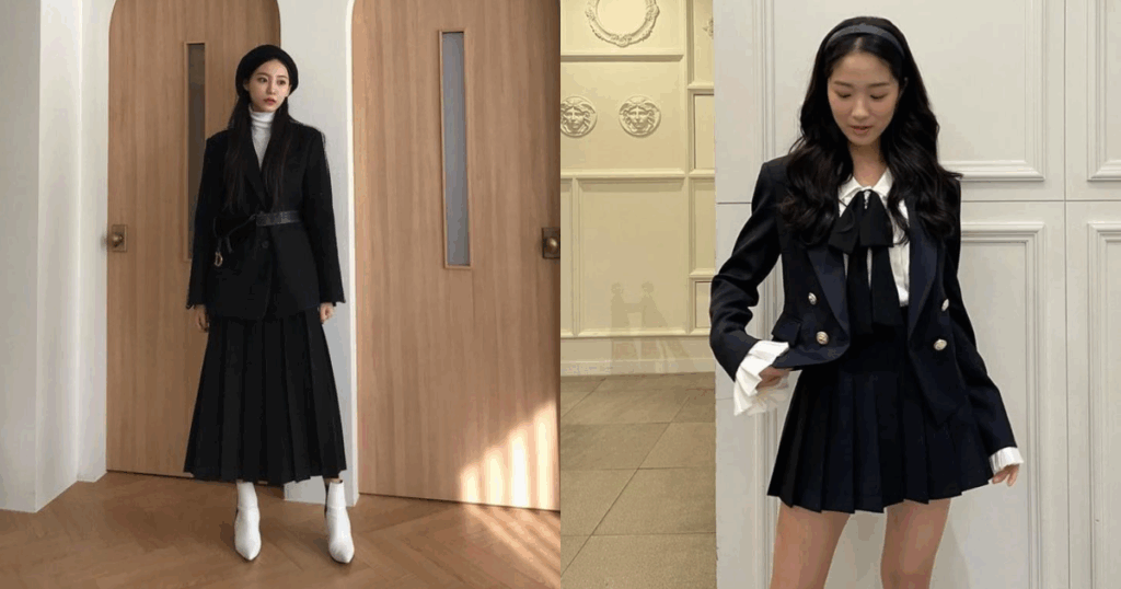 blazer + saia plissada