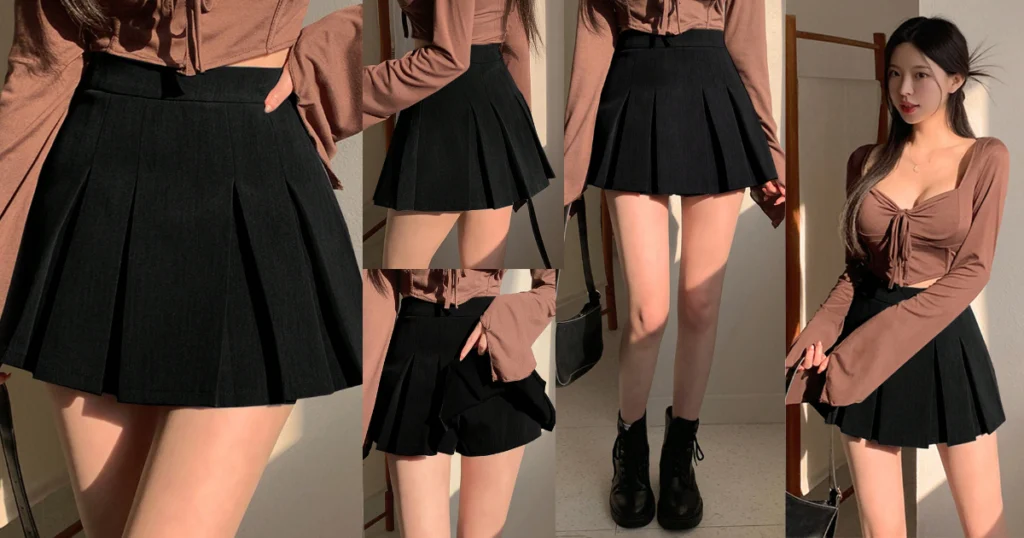 moda coreana shein: saia plissada